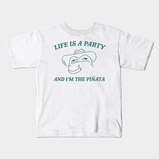 Life is a party and i'm the pinata, Funny Frog T-shirt, Meme Shirt, Cowboy Frog Kids T-Shirt